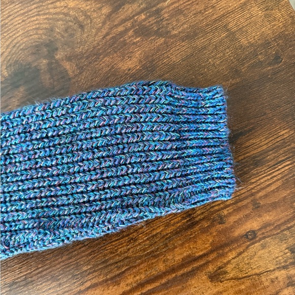 Express Open Back Braided Knit Sweater, Multicolored/Blue - Picture 7 of 7